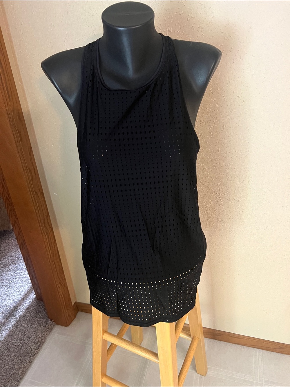 Athleta Black Eyelet Racerback Tank Top